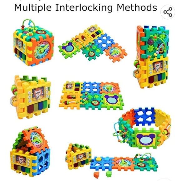 Baby activity cube educational shape sorter bead maze mirror clock puzzle - Picture 3 of 6